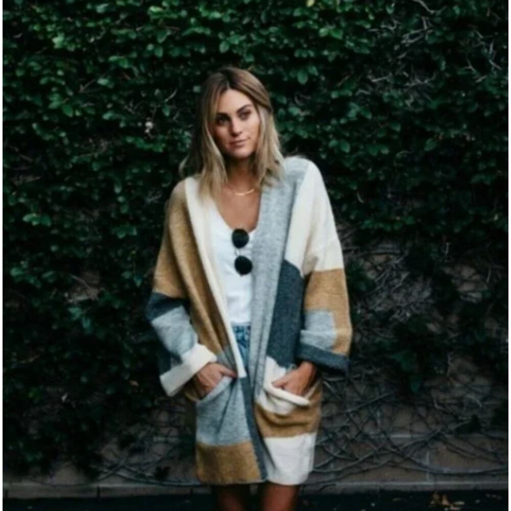 New! Topshop Patchwork Oversize Open Cardigan In … - image 1